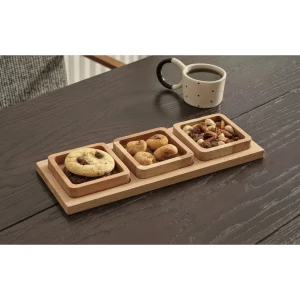 Ahşap Sunum Seti – 4 Parça Şık Tasarım Çerezlik Kahvaltılık İkramlık Sunum Tabağı