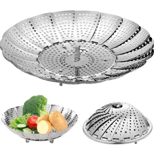 Katlanabilir Tencere İçi Buharda Pişirme Aparatı – Paslanmaz Çelik Buharlık ve Süzgeç